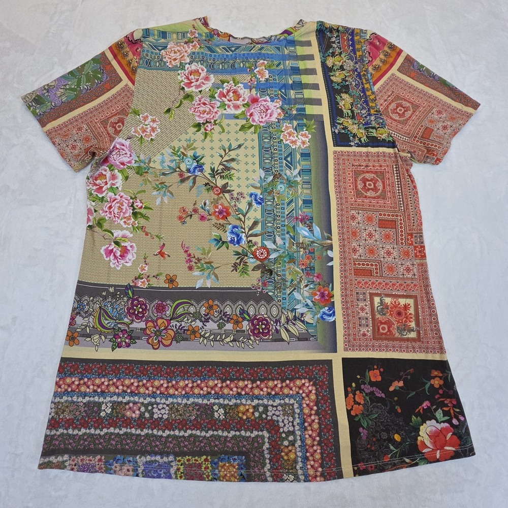 JOHNNY WAS Womens Size L Floral Bamboo Relaxed Fit V-Neck Tunic Soft Boho - Picture 3 of 7